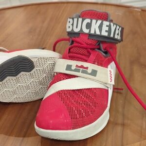 Nike LeBron so Kids Red and Gray Sneakers